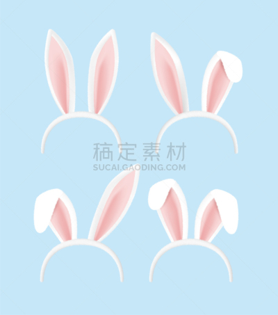 绘画插图,复活节,白色,矢量,兔耳朵,分离着色,面具,收集,布置