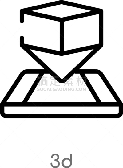 outline 3d icon isolated black simple line