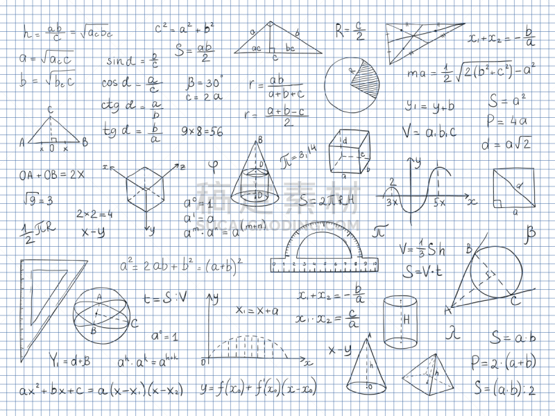 数学符号,几何学,物理学,乱画,公式,白色,理论设计标签,分离着色,符号,结束