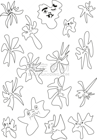 细菌,式样,讽刺漫画,剂量,平视角,擤鼻子,有疣的,丑陋,癌症,性格