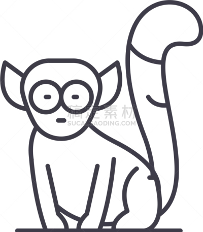 直的,概念,狐猴,线图标,猴子,野生动物,海狸,鬣狗,狮子,狗
