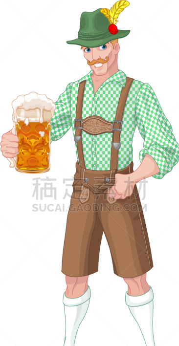 男人,啤酒节,国内著名景点,传统,含酒精饮料,皮短裤,食品,图像,庆祝
