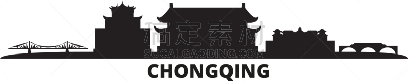 城市天际线,重庆,分离着色,商务,名声,现代,长江,河流,剪影