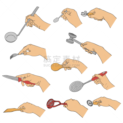 厨房器具,手,人,概念,图像,矢量,分离着色,做手势,主厨,烘