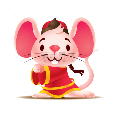 可爱的,鼠年,卡通,矢量,老鼠,鼠,巨大的,春节,铜锣