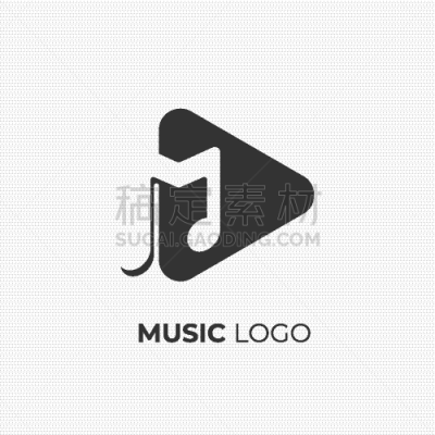 music logo design letter m with play button for