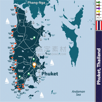 泰国,普吉岛,非都市风光,图像,矢量,亚洲,岛,海滩
