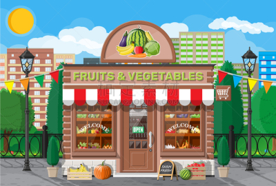 蔬菜,水果,商店,街道,商务,食品,食品杂货,西瓜,西红柿,建造