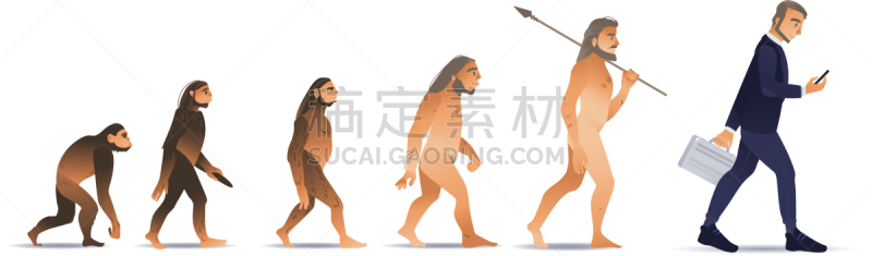 人,商务,猴子,男穴居人,男商人,男人,人属,白色,进展