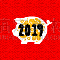猪,黄金,式样,春节,传统,贺卡,红色背景,樱桃,装饰物