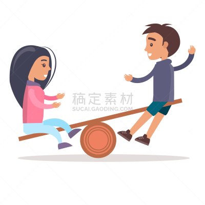 分离着色,男孩,跷跷板,女孩,图像,小的,设备用品,矢量,儿童,休闲