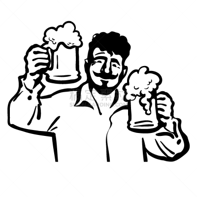 男人,马克杯,啤酒瓶,两个物体,分离着色,饮料,传统,十月,菜单,庆祝