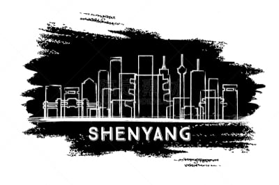 城市天际线,沈阳,手,旅途,商务,现代,建造物,绘制,剪影