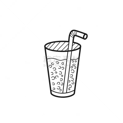 玻璃杯,碳酸饮料,绘画插图,白色,矢量,手,标签,菜单,非凡的,绘制