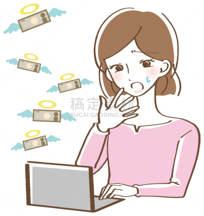 津贴,女人,商务,损失,住宅内部,绘画插图,资金转移,仅女人,问题