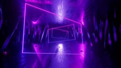 3D渲染抽象背景，霓虹灯形状。无缝循环动画。