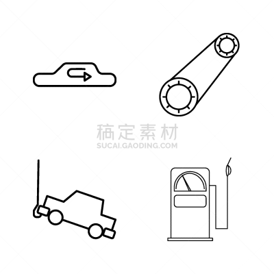 直的,图标集,汽车,标志,加油站,石洞壁画,拖运卡车,矢量,图像,运输