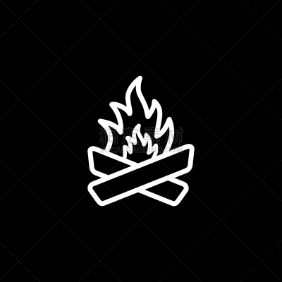 营火,黑色,线图标,黑色背景,柴火,热,大篝火,木料堆,烤肉架,休闲