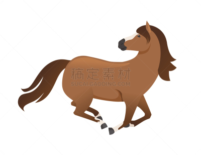 动物头,绘画插图,卡通,平坦的,野外动物,马,矢量,褐色,跑,设计