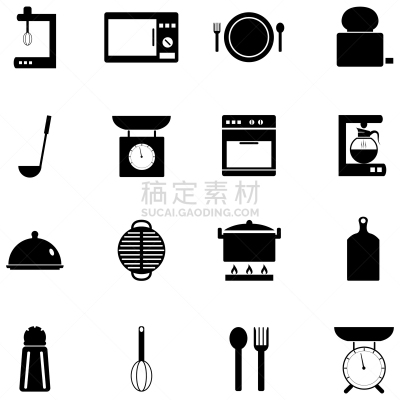图标集,厨房,分离着色,制造机器,咖啡,冰箱,食品,食品加工机,收集,烹调