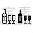 饮料,符号,玻璃杯,线条,两个物体,图标,酒瓶,白色,分离着色,轮廓