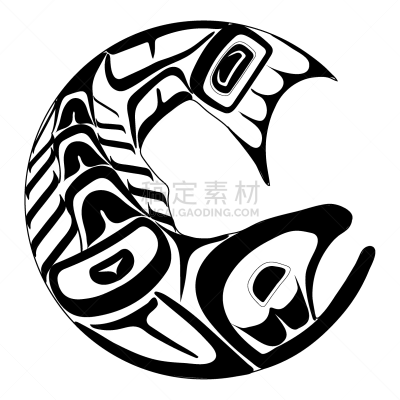 装饰品,时尚,海达族,鲑鱼,华丽的,传统,野生动物,模板,原住国