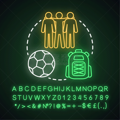 teens camp neon light concept iconsummer