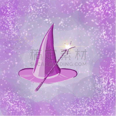 魔杖,男巫,紫色的帽子,背景分离,飘然,陶工,仙女服,童话故事,设备用品,绘画插图