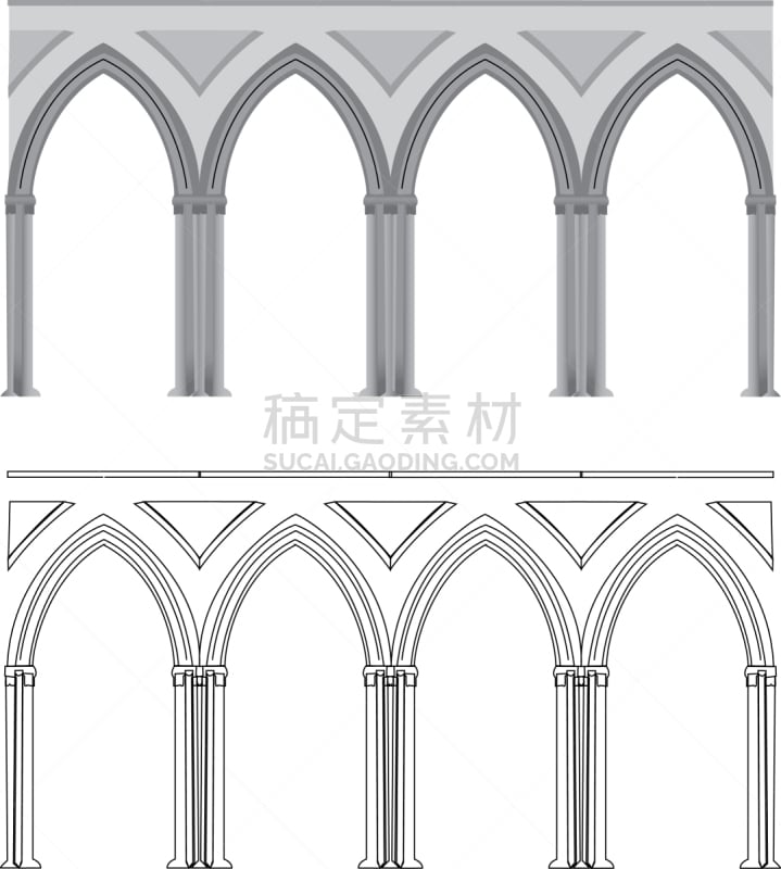 哥特式风格,拱门,自然立柱,欧洲,罗马,矢量,图像,建筑
