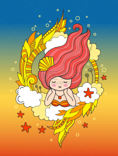 梦想,美人鱼,染红的头发,花体,活力,华丽的,热,壁纸,躺,问候
