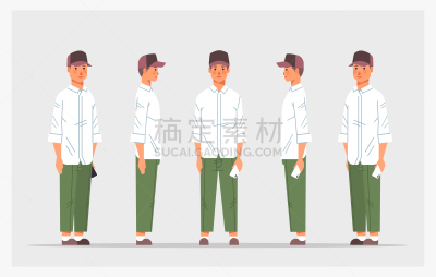 男人,正面视角,侧面视角,男性,全身像,风景,卡通,水平画幅,与众不同,性格