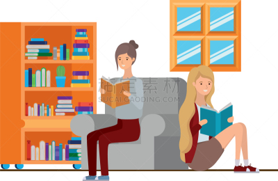 女人,起居室,书,世界读书日,图书馆,书店,分离着色,叉腰,坐,享乐