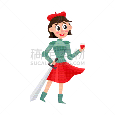 法国,女人,女孩,化妆舞会服,拱门,分离着色,可爱的,红色,人