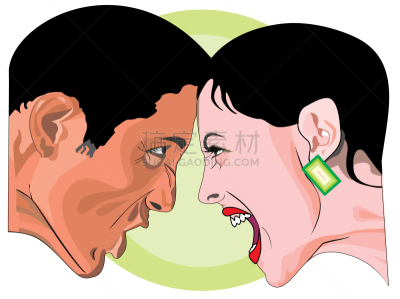 男人,女人,分离着色,白色,人,不高兴的,生气,争论,大喊,进攻