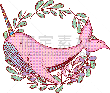 可爱的,叶子,王冠,自然,飘然,野生动物,图像,一角鲸,海洋,鲸