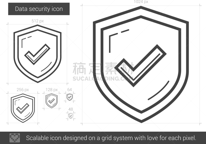 线图标,网络安全防护,分离着色,轮廓,安全,数据,安全的,概念,直的,图像