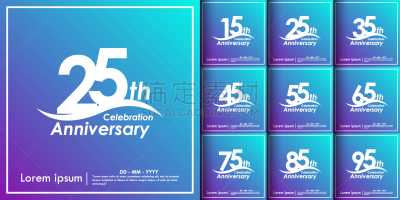 周年纪念,请柬,贺卡,模板,绘画插图,小册子,蓝色背景,庆祝,布置