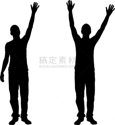 人,举起手,分离着色,白色,男人,问候,收集,伸手