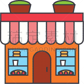 建筑外部,概念,面包店,成一排,图标,商务,咖啡,蛋糕,面包,食品