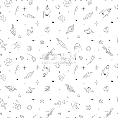 四方连续纹样,乱画,时尚,太空,太空交通工具,空间站,华丽的,壁纸,不明飞行物,绘制