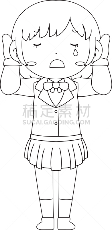 可爱的,女生,轮廓,注视镜头,惊骇,一个人,引座员,女人,女高中生,面部表情