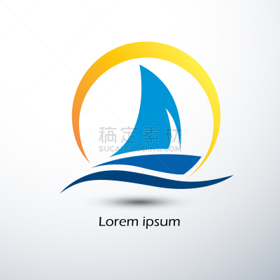 有帆船,商务,游艇,迅速,海洋,船,品牌名称,矢量,波浪,设计