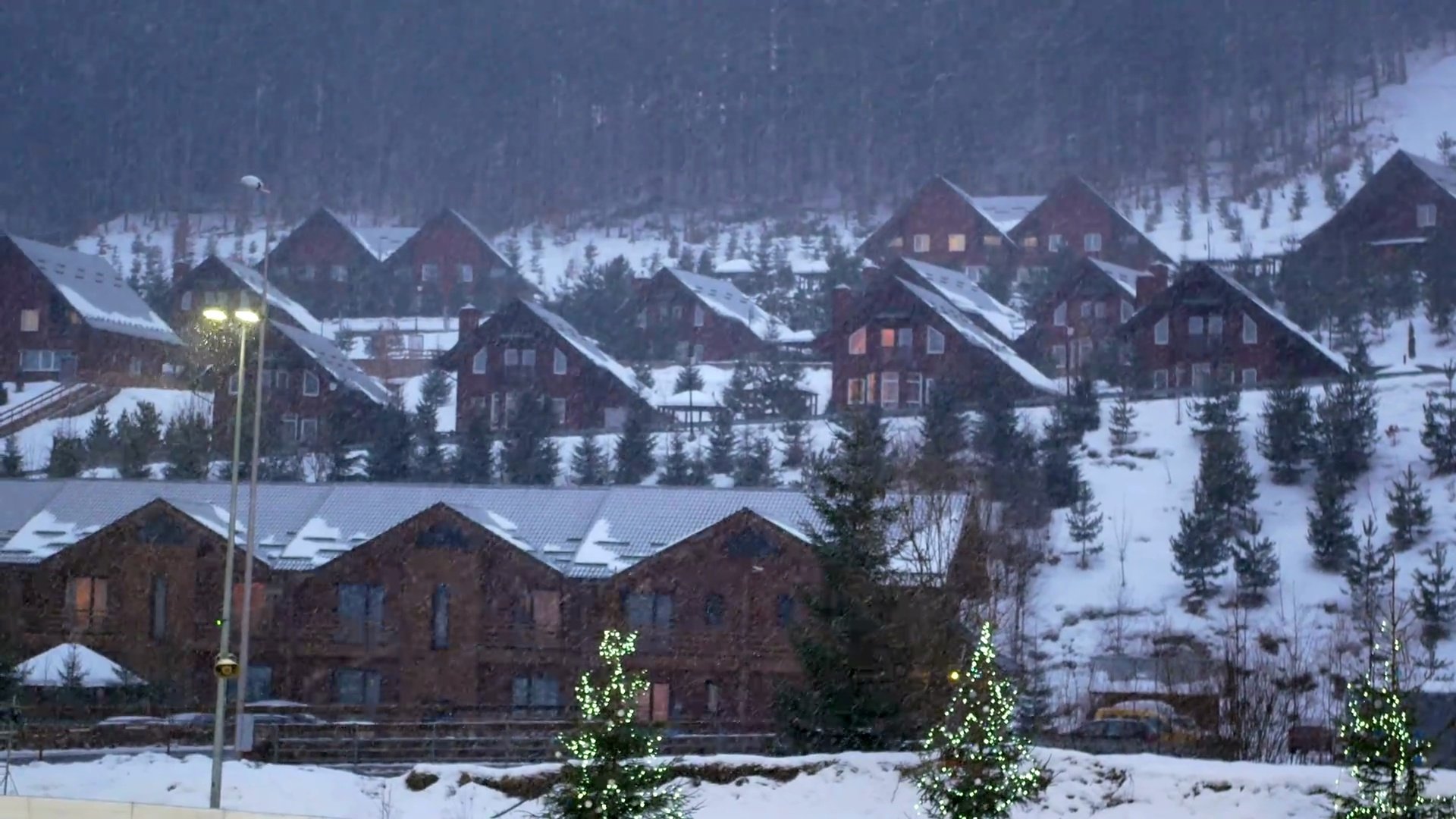 山水村落雪冬