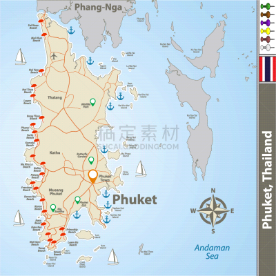 泰国,普吉岛,非都市风光,图像,矢量,亚洲,岛,海滩