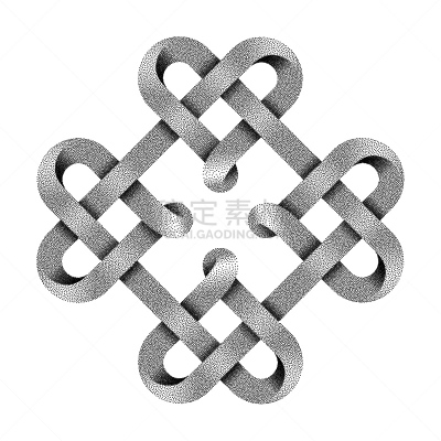 图标,绘画插图,矢量,点画效果,动物心脏,凯尔特结,接力赛,数字4,缠绕,做