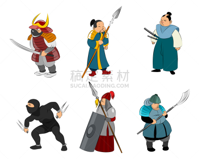 忍者,日本武士,分离着色,可爱的,白色,亚洲,空手道,红色,盔甲服,男人