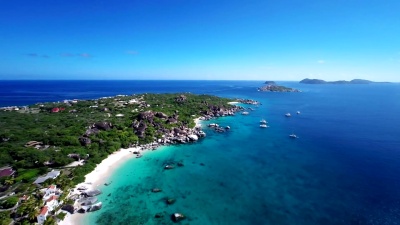 浴室的航空视频，维尔京戈达，BVI