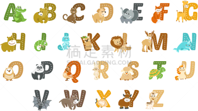 字母,动物,幽默,可爱的,斑马,字母表次序,狮子,狗,象,海龟