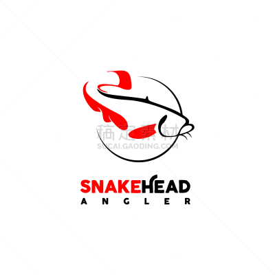 snake head fish angler logo template