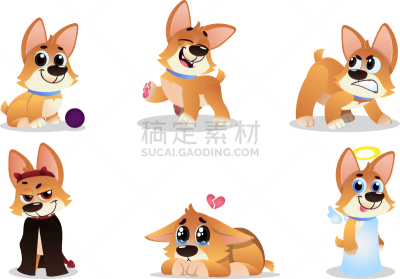威尔士柯基犬,可爱的,彭布罗克郡,威尔士,卡通,性格,愉悦,敏捷,动作,收集